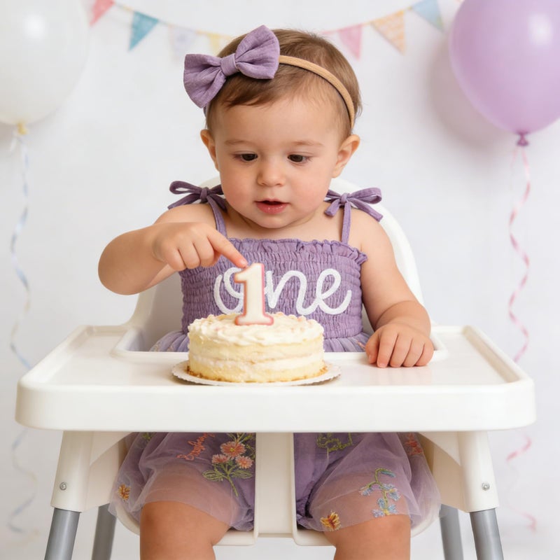 TITKKOP Baby Girl 1st Birthday Clothes One Year Old Tulle Romper Sleeveless Bodysuit Cake Smash Outfits(purple2,12-18M) - Image 2