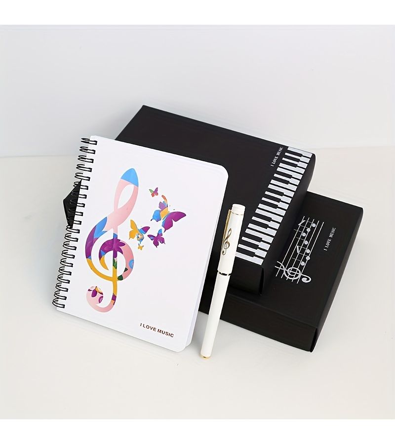 Mozart Gift Box Music Theme Notebook Set Black and White Keyboard Notebook Musical Note Pen Premium Gift Box Classic Creative Gift for Music Lovers Collection Office Holiday Prizes - Image 3