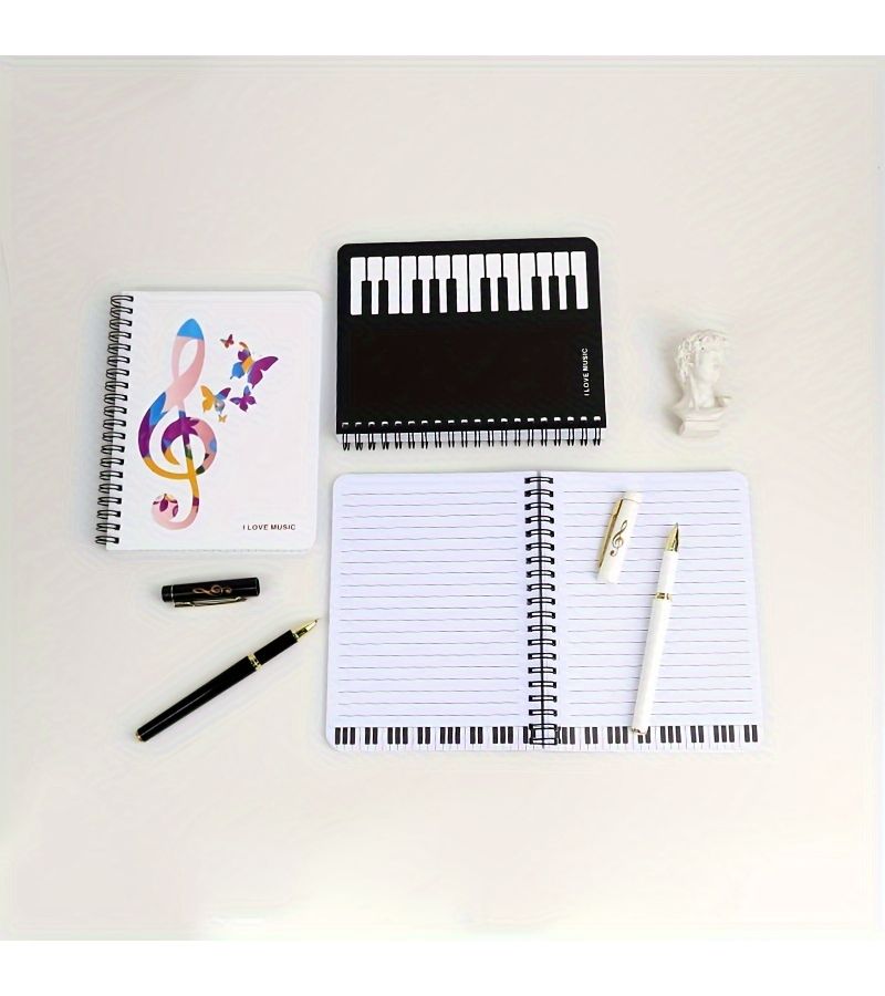 Mozart Gift Box Music Theme Notebook Set Black and White Keyboard Notebook Musical Note Pen Premium Gift Box Classic Creative Gift for Music Lovers Collection Office Holiday Prizes - Image 5