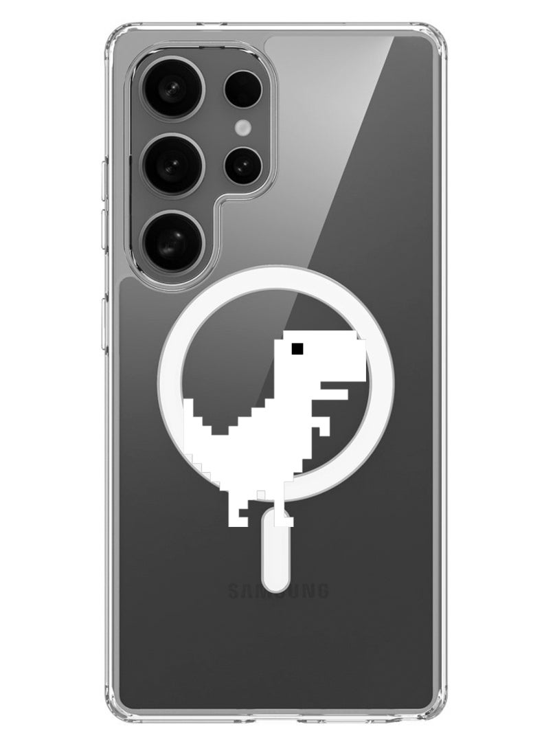 Theodor Magnetic Case for Samsung Galaxy S25 Ultra 6.9-inch Compatible with MagSafe Wireless Charging, Shockproof Phone Bumper Cover Offline Dino - White - Image 1