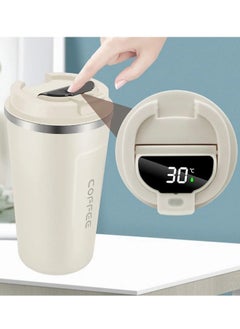 ZUKIMM 510ML Stainless Steel Thermos Coffee Cup With Digital LED Temperature Display for Travel Office Home  (White)  - Image 1