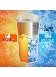 ZUKIMM 510ML Stainless Steel Thermos Coffee Cup With Digital LED Temperature Display for Travel Office Home  (White)  - Image 3