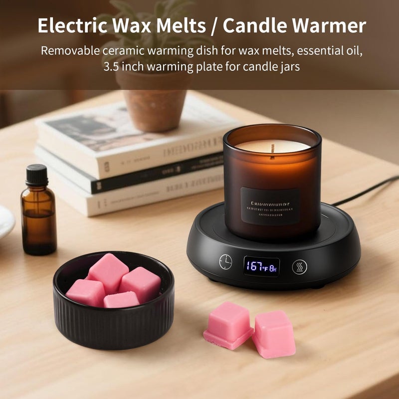 Lyty Wax Melt Warmer 3-in-1 Candle Warmer with Timer, Electric Scented Wax Melter Fragrance Wax Cube Burner for Home Bedroom Office, 8H Auto Shut Off 3 Temperature Setting (Black) - Image 2