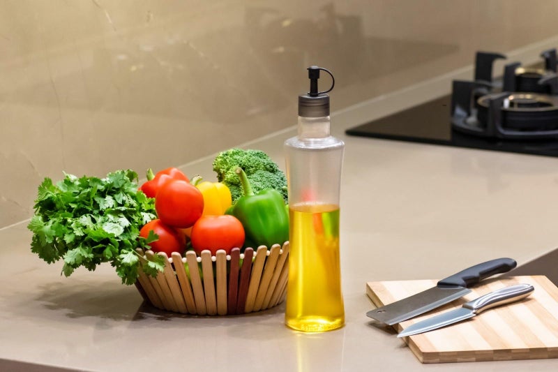 KBS Oil Dispenser 1 Litre Cooking Oil Bottle Container For Oil and Vinegar Pouring & Storage Kitchen Accessories Items Tools Gadget Plastic Transparent BPA Free (PACK-OF-1-1000ML) - Image 4