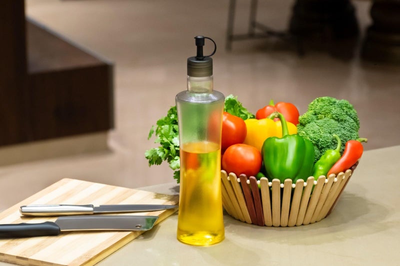 KBS Oil Dispenser 1 Litre Cooking Oil Bottle Container For Oil and Vinegar Pouring & Storage Kitchen Accessories Items Tools Gadget Plastic Transparent BPA Free (PACK-OF-1-1000ML) - Image 5