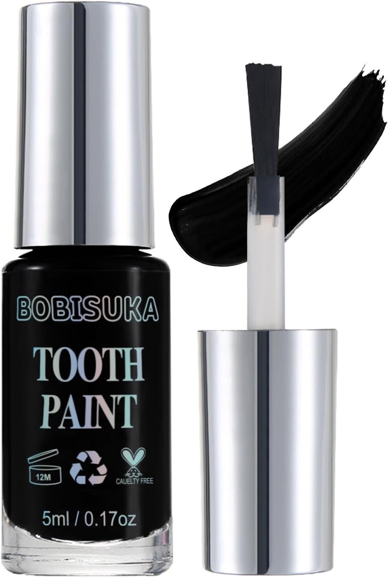 BOBISUKA Black Tooth Paint Professional Black Out Teeth Makeup Solution Safe Quick Dry Realistic Perfect for Cosplay Halloween Makeup Theater and Special Effects 5 ml