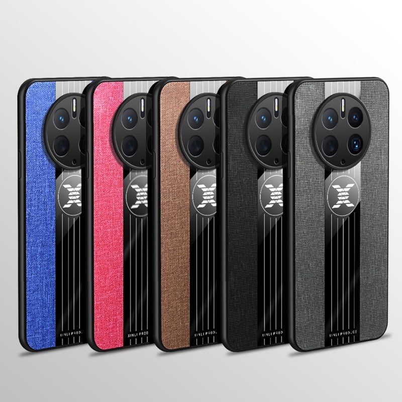 HuHa Protective Cover For Huawei Mate 50 Pro XINLI Stitching Cloth Textue Shockproof TPU Phone Case(Grey) - Image 2