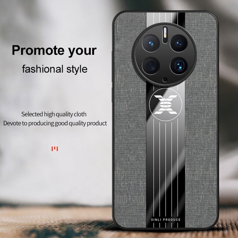 HuHa Protective Cover For Huawei Mate 50 Pro XINLI Stitching Cloth Textue Shockproof TPU Phone Case(Grey) - Image 3