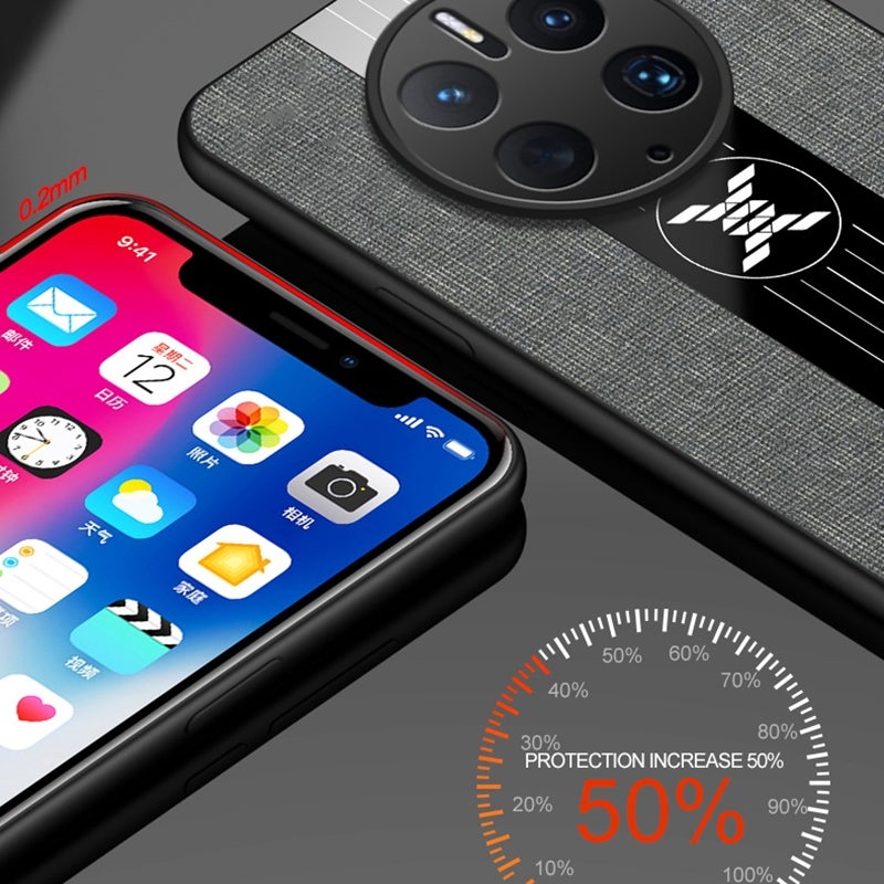 HuHa Protective Cover For Huawei Mate 50 Pro XINLI Stitching Cloth Textue Shockproof TPU Phone Case(Grey) - Image 4