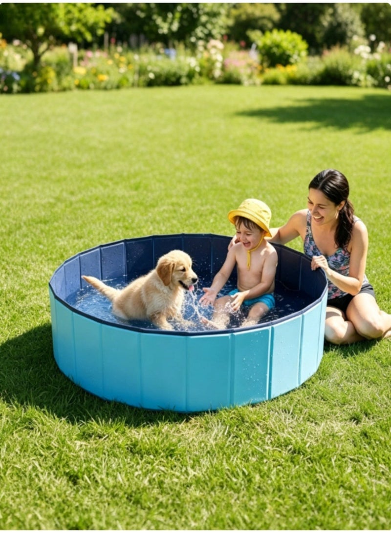jaexest Collapsible Pet Bath Tub | Portable Foldable Bathing Pool for Dogs & Cats, Blue,80×20c - Image 2
