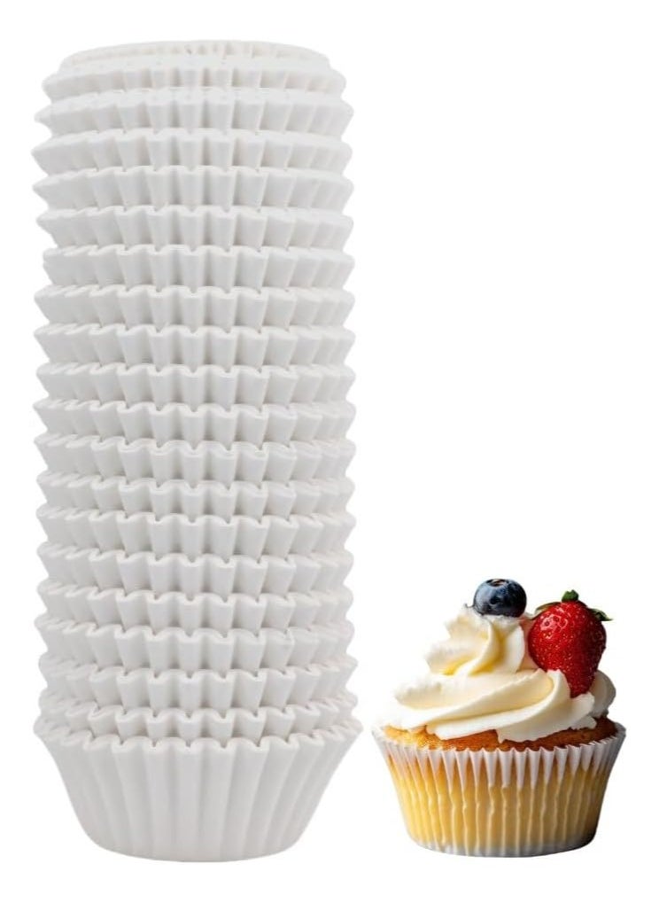 Oasisgalore 500 pcs White Cupcake Liners, Grease-Proof Paper Baking Cups, Food Grade, Odorless - Perfect for Baking & Decorating  - Image 1