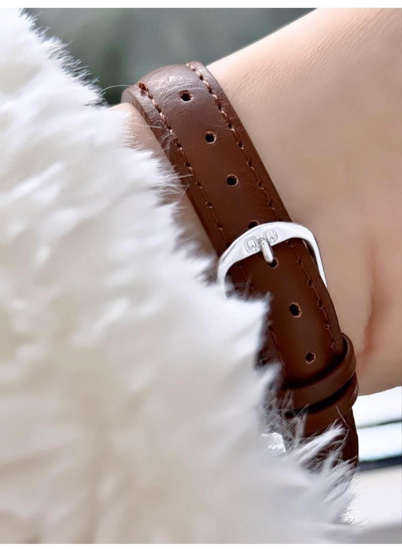Q&Q Minimal Elegant Thin Case Women's Leather Band Wristwatch  - Image 3