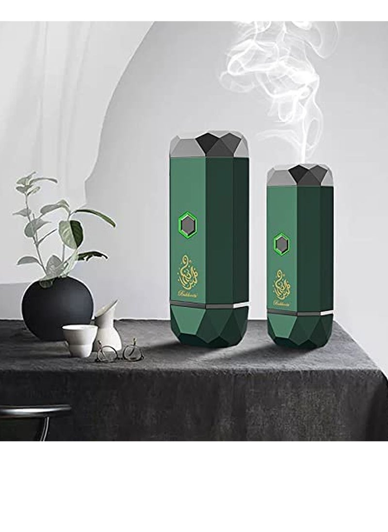 Bakhoor Car Electric Incense Portable USB Rechargeable Aroma Diffuser Bakhoor Burner Wood (Green)  - Image 1