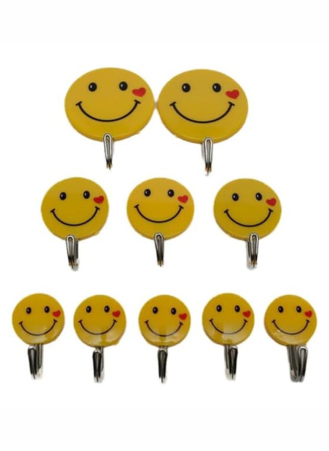 CATANES 10 Pcs Sticky Hook Smily Face 5x2x6.5 Cm Multicolour  - Image 1