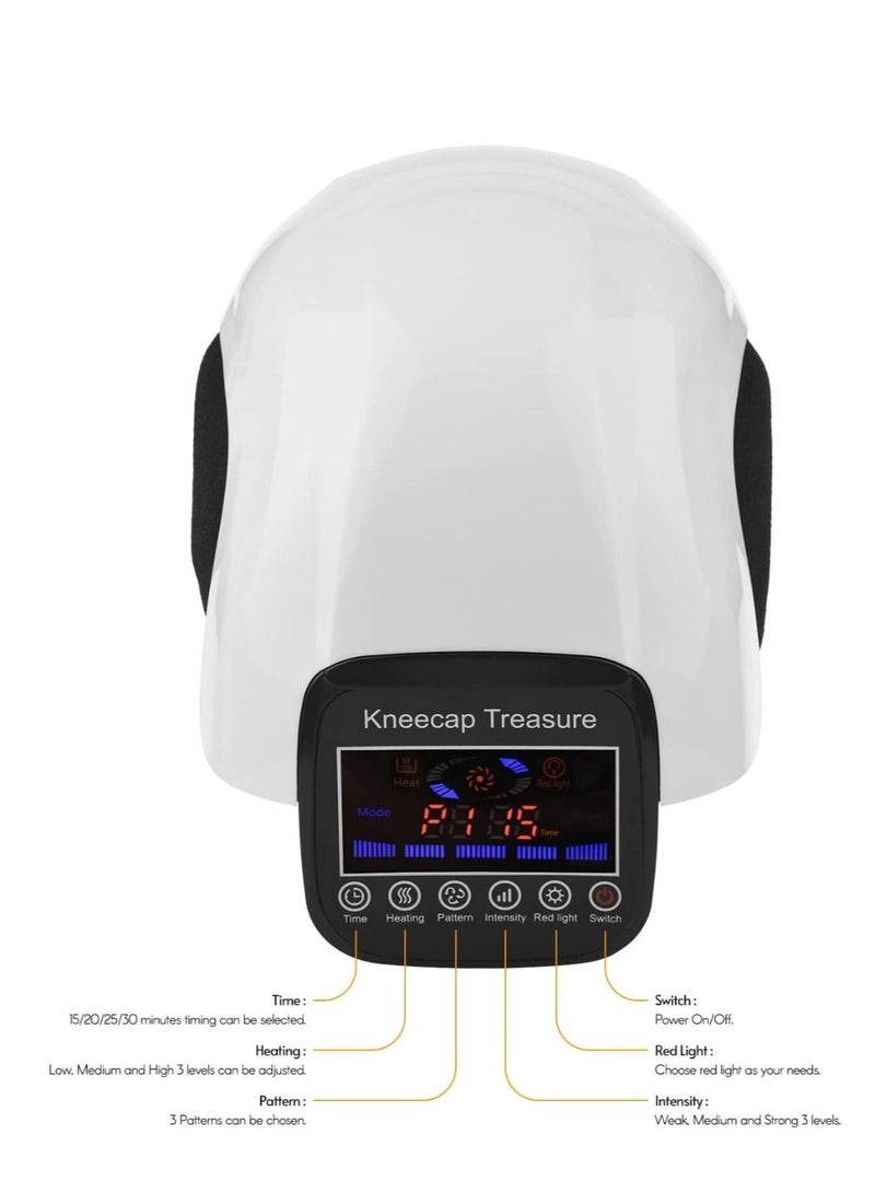 Knee Massager for Joint Pain Relief Arthritis Cramps Meniscus Pain Electric Vibration Knee Brace Wrap with 3 Adjustable Heat Patterns Intensity Time Red Light White  - Image 2