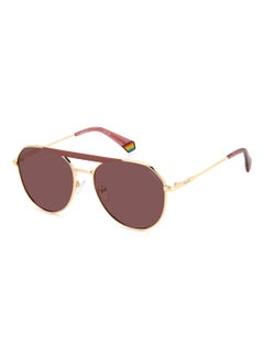 Polaroid Unisex Polarized Pilot Shape Metal Sunglasses Pld 6211/S/X Violet 52 - Lens Size: 51.6 Mm - Pink Gold  - Image 1