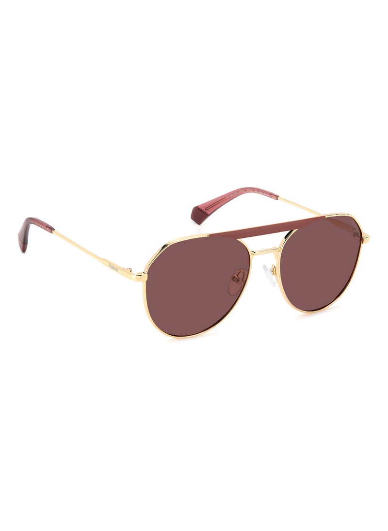Polaroid Unisex Polarized Pilot Shape Metal Sunglasses Pld 6211/S/X Violet 52 - Lens Size: 51.6 Mm - Pink Gold  - Image 2
