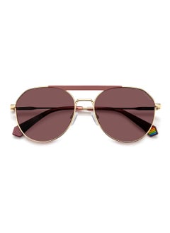 Polaroid Unisex Polarized Pilot Shape Metal Sunglasses Pld 6211/S/X Violet 52 - Lens Size: 51.6 Mm - Pink Gold  - Image 4