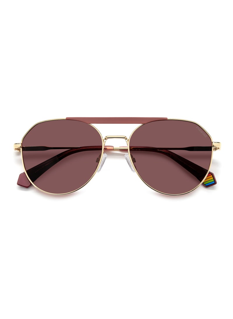 Polaroid Unisex Polarized Pilot Shape Metal Sunglasses Pld 6211/S/X Violet 52 - Lens Size: 51.6 Mm - Pink Gold  - Image 4