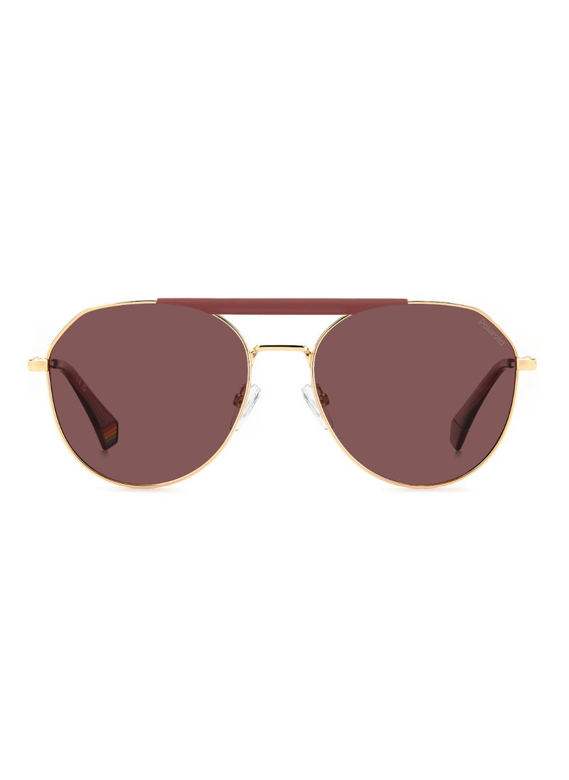 Polaroid Unisex Polarized Pilot Shape Metal Sunglasses Pld 6211/S/X Violet 52 - Lens Size: 51.6 Mm - Pink Gold  - Image 3