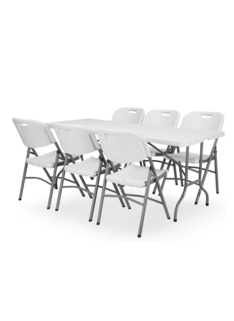 6-Seater Portable Folding Dining Set with 6ft Table – For Indoor & Outdoor Use