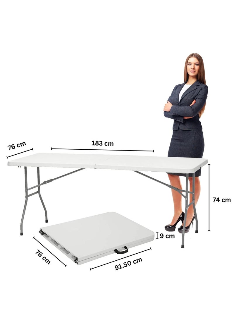 Generic - 6-Seater Portable Folding Dining Set with 6ft Table – For Indoor & Outdoor Use - Image 1
