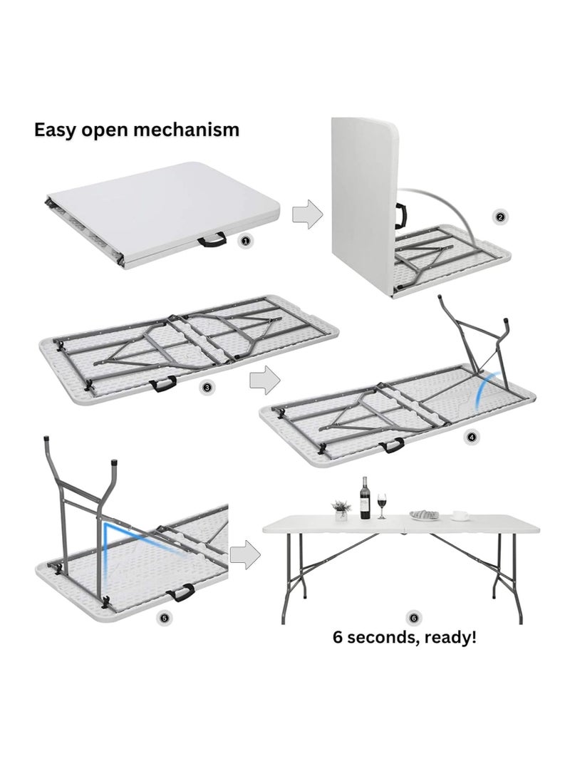 Generic - 6-Seater Portable Folding Dining Set with 6ft Table – For Indoor & Outdoor Use - Image 1
