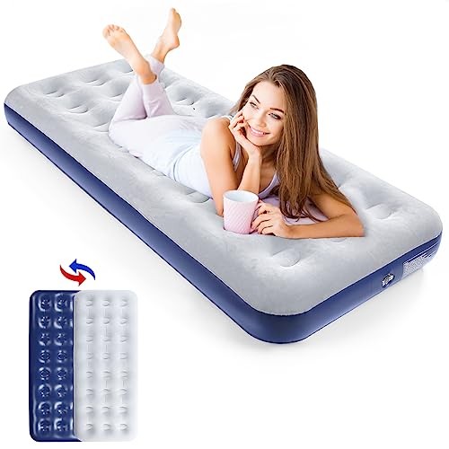 QDH Camping Air Mattress Inflatable Air Bed Flocked Surface Travel Bed Sleeping Pad Air Bed for Outdoor Camping Tent Guest Travelling - Image 1