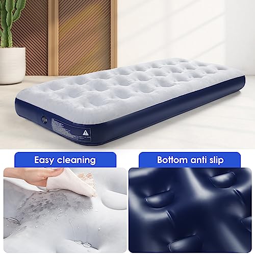 QDH Camping Air Mattress Inflatable Air Bed Flocked Surface Travel Bed Sleeping Pad Air Bed for Outdoor Camping Tent Guest Travelling - Image 3