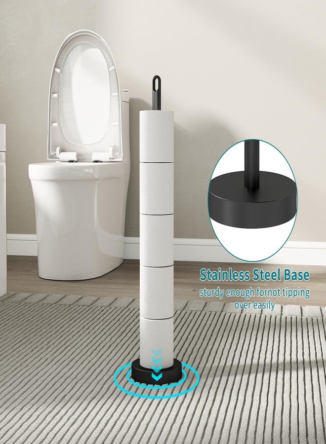 FEILERN Toilet Paper Holder Stand, Free Standing Tissue Paper Roll Storage Holder with Reserve for Bathroom Countertop with Stainless Steel Heavy Weighted, 1Pack Matte Black - Image 5