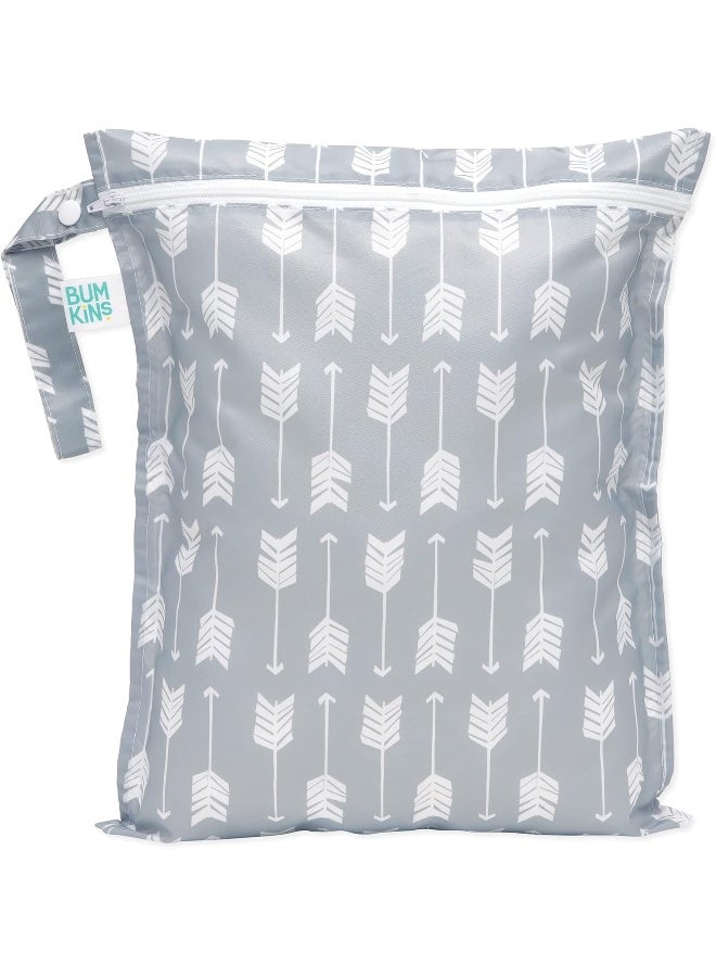 Bumkins Waterproof Wet Bag, Washable, Reusable for Travel, Beach, Pool, Stroller, Diapers, Dirty Gym Clothes, Swimsuits, Toiletries, 12x14 â€“ Arrows - Image 1