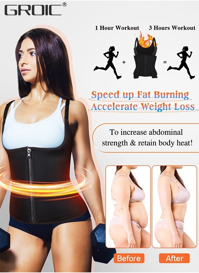 GROIC Waist Trainer for Women Triple Belt Body Shaper Waist Trainer Corset with zipper and 3 Rows Closure, Sauna Workout Trimmer Belts Underbust Corset Tummy Control Hourglass Slimming Belly Body Shaper  - Image 2
