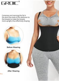 GROIC Waist Trainer for Women Triple Belt Body Shaper Waist Trainer Corset with zipper and 3 Rows Closure, Sauna Workout Trimmer Belts Underbust Corset Tummy Control Hourglass Slimming Belly Body Shaper  - Image 3