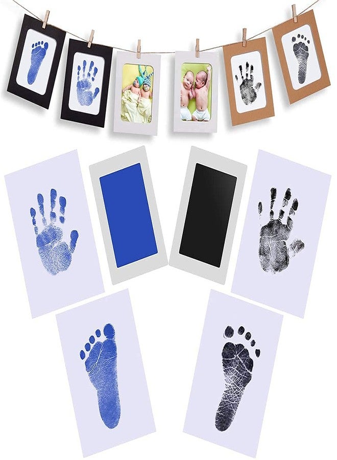 Desi Rang Baby Hand and Footprint kit, Foot and Handprint, Hand Foot Impression Print DIY, No Touch, Safe Non Toxic Ink pad, Color : Blue - Image 3