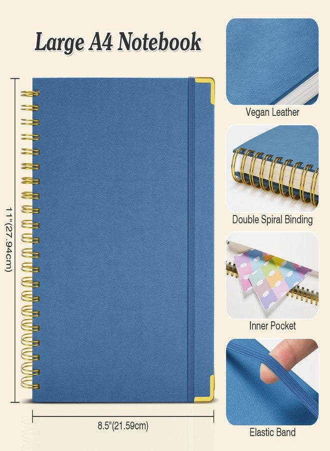OMEYA Spiral Notebook, 300 Numbered Pages Notebooks College Ruled with Contens, 100GSM Thick Journal for Women Men, Hardcover Leather Lined Journal for Writing, Large A5 Journaling Notebooks for Work School - Image 5