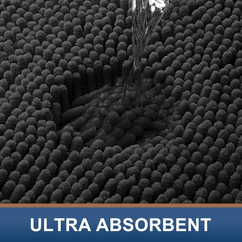 Smiry Luxury Chenille Toilet Rugs U-Shaped 20x20, Soft Absorbent Non-Slip Contour Bathroom Rugs for Toilet, Machine Washable Contoured Bath Mats, Black - Image 4