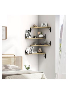 Cool Baby COOLBABY Corner Floating Shelves for Wall Set of 4 Rustic Wood Wall Shelves Storage Display Shelf Decor  - Image 4