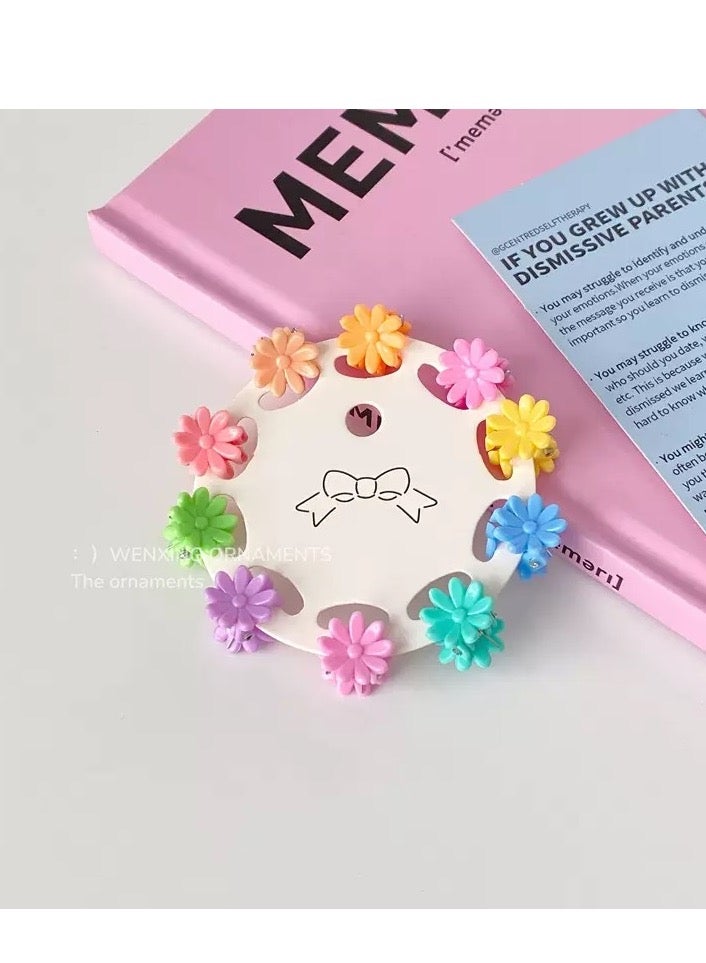 10 Pcs Colorful Mini and Cute Daisy Hair Claw Clips, Toddler Jaw Clips for Women Girls - Image 1