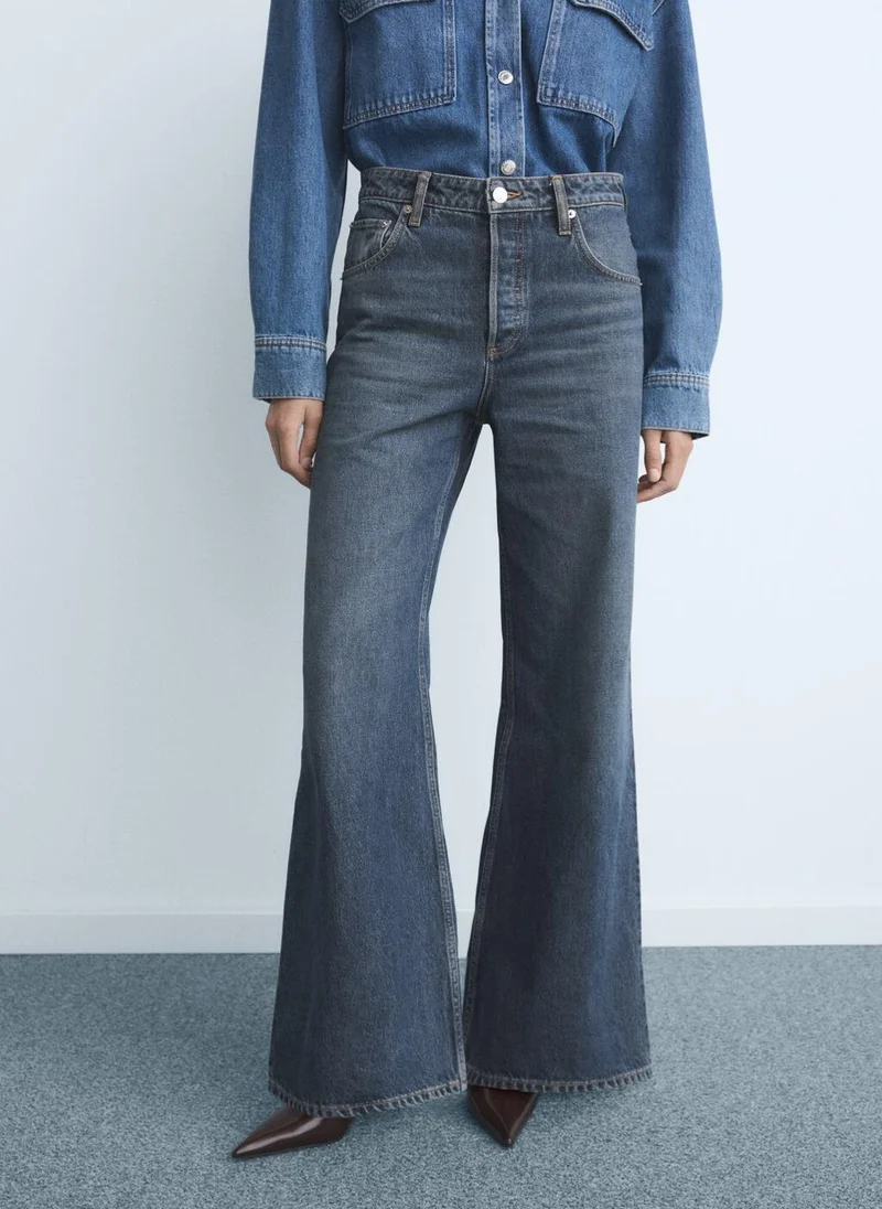 MANGO High-waisted wide-leg jeans