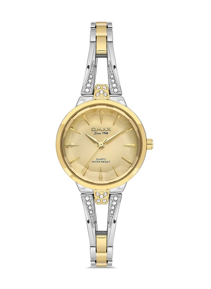 OMAX - Omax Women's Luxury Wrist Watch, Watches for Women, Stainless Watches, Silver Steel Band, Gold Analog Dial, Waterproof Watch, 1 Year Warranty - Image 1
