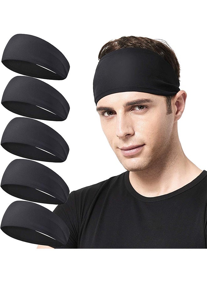 JOUDIYA Mens Running Headband,5Pack,Mens Sweatband Sports Headband for Running,Cycling,Basketball,Yoga,Fitness Workout Stretchy Unisex Hairband - Image 1