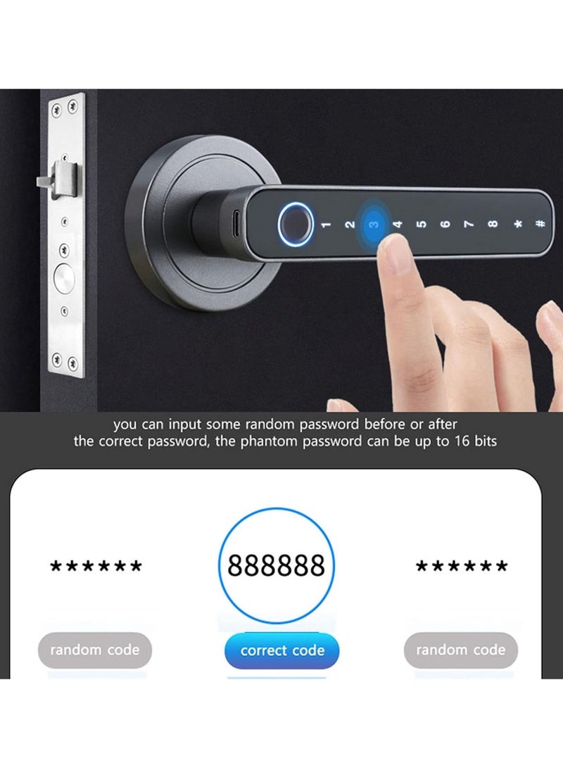 GGOOT Smart Lock, Security Fingerprint Combination Door Lock, Biometric Keyless Entry Door Lock, Support Temporary Password, Fingerprint Unlock Virtual Password Function for Home Apartment - Image 5