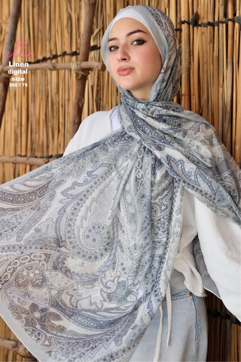 Luxury Linen Islamic Hijab Scarf for Women– Elegant Design for Daily Wear & Special Occasions – Size 200 × 75 cm