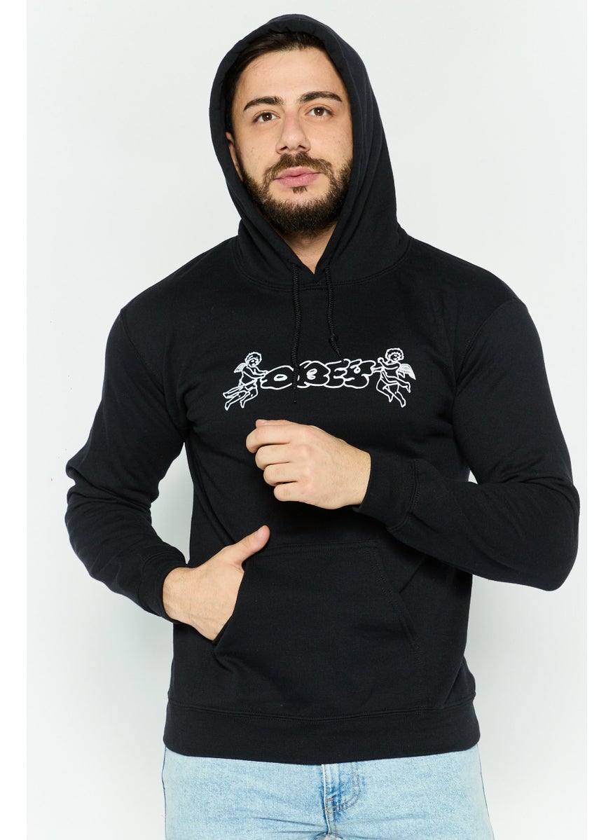 OBEY Men Hooded Long Sleeve Graphic Print Sweatshirt, Black  - Image 1