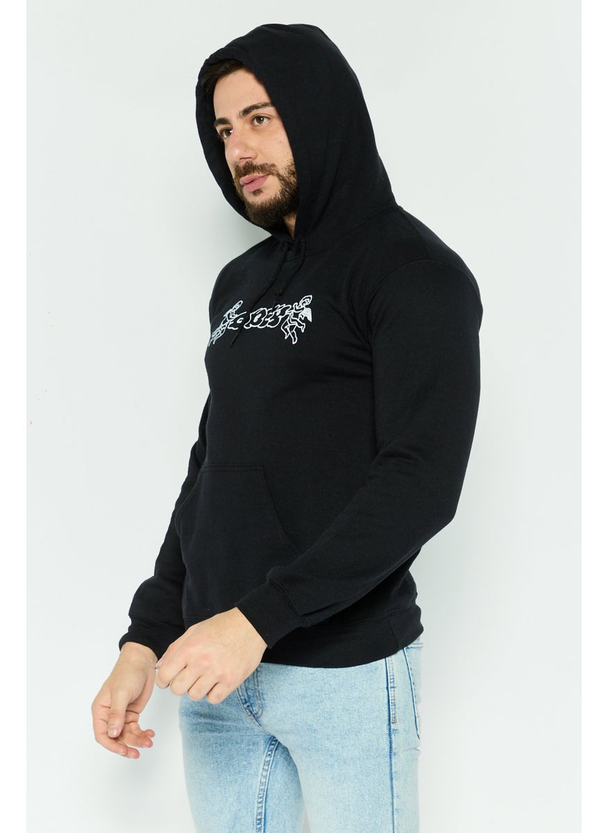 OBEY Men Hooded Long Sleeve Graphic Print Sweatshirt, Black  - Image 3