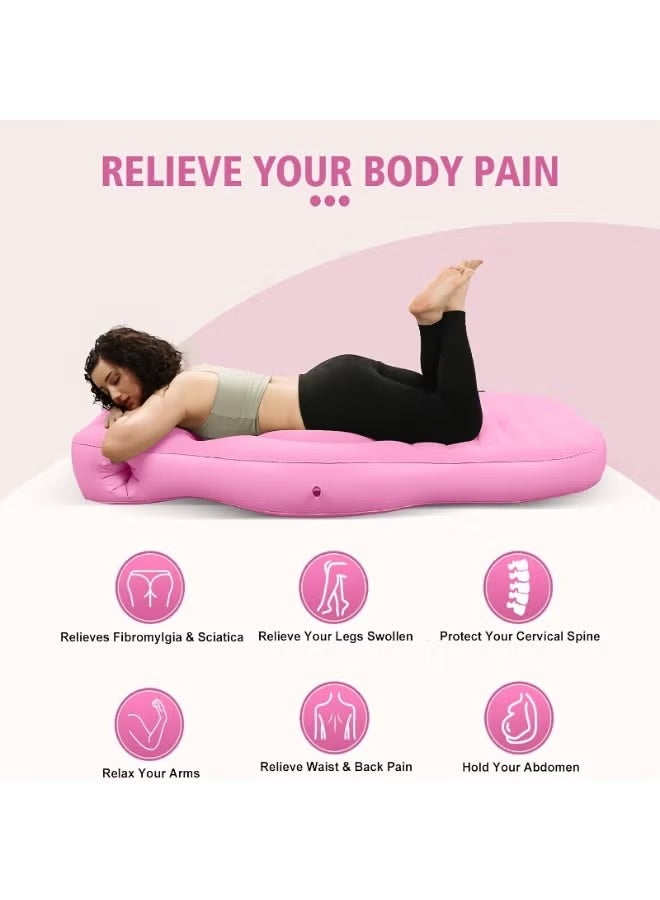 واي آند دي (وردي) 175*85 سم وسادة حمل قابلة للنفخ، وسادة أمومة، عوامة حمل مع فتحة للبطن، سرير هوائي كامل للجسم مع فتحة للنوم المريح على البطن واليوغا وسادة أمومة قابلة للنفخ من البلاستيك المطاطي فراش قابل للنفخ مقعر ومحدب وسادة نوم مريحة للأمومة على شكل حرف O حصيرة نوم قابلة للنفخ - Image 5