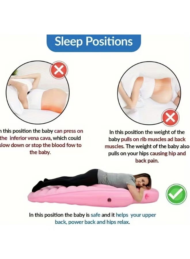 واي آند دي (وردي) 175*85 سم وسادة حمل قابلة للنفخ، وسادة أمومة، عوامة حمل مع فتحة للبطن، سرير هوائي كامل للجسم مع فتحة للنوم المريح على البطن واليوغا وسادة أمومة قابلة للنفخ من البلاستيك المطاطي فراش قابل للنفخ مقعر ومحدب وسادة نوم مريحة للأمومة على شكل حرف O حصيرة نوم قابلة للنفخ - Image 4