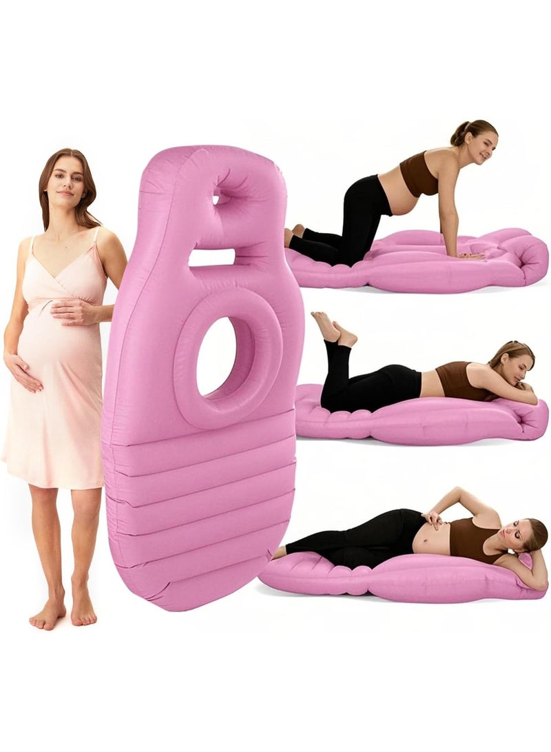 واي آند دي (وردي) 175*85 سم وسادة حمل قابلة للنفخ، وسادة أمومة، عوامة حمل مع فتحة للبطن، سرير هوائي كامل للجسم مع فتحة للنوم المريح على البطن واليوغا وسادة أمومة قابلة للنفخ من البلاستيك المطاطي فراش قابل للنفخ مقعر ومحدب وسادة نوم مريحة للأمومة على شكل حرف O حصيرة نوم قابلة للنفخ - Image 1