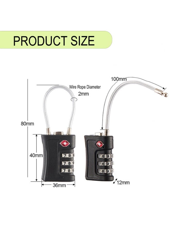 أقفال أمتعة السفر المعتمدة من إدارة أمن النقل (TSA)، مؤشر فحص مركب قابل لإعادة الضبط - Image 3