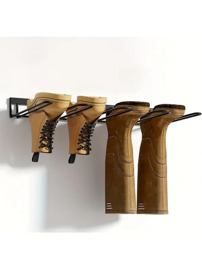 Heavy Duty Black Metal Wall Mounted Shoe Rack Organizer Space Saving Storage Shelf - Image 2